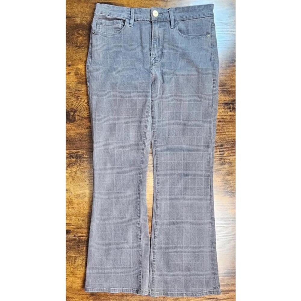 FRAME Women's Le Crop High-Rise Mini Boot Plaid Gray Jeans Size 27